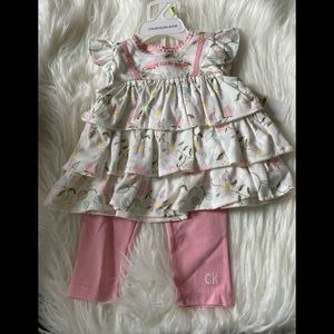 Calvin Klein baby girl 2 piece shirt and pant set